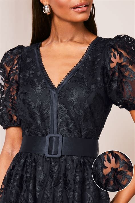 celine blue black belted dress
